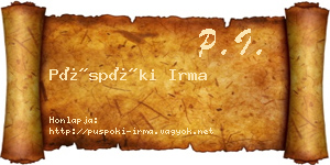 Püspöki Irma névjegykártya